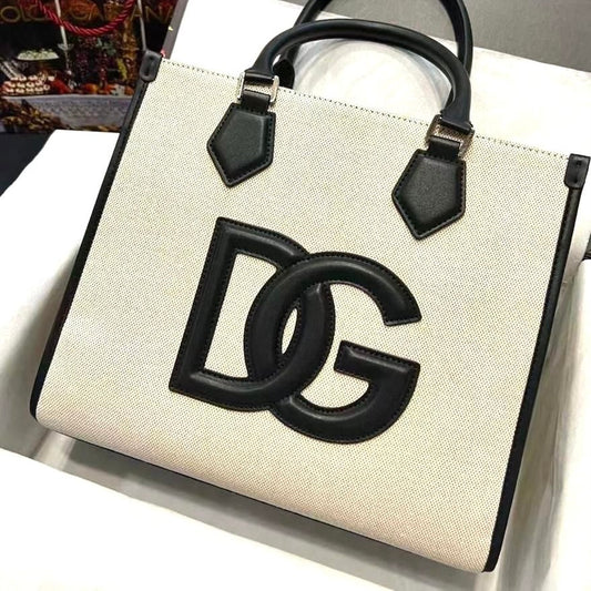 Dolce & Gabbana Canvas Shopper With Calfskin Bag