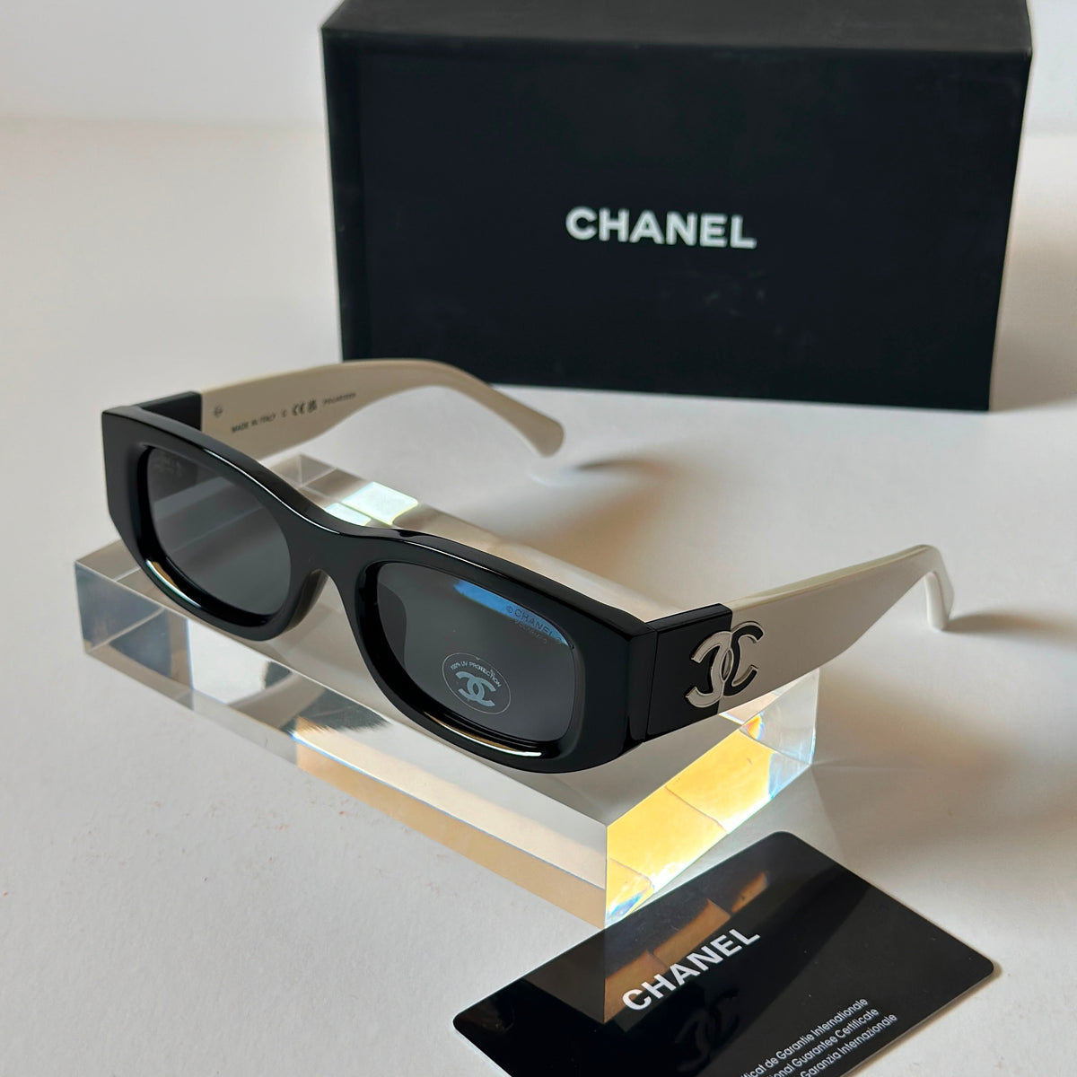 CHANEL Acetate Polarized Rectangle Sunglasses Model 5525