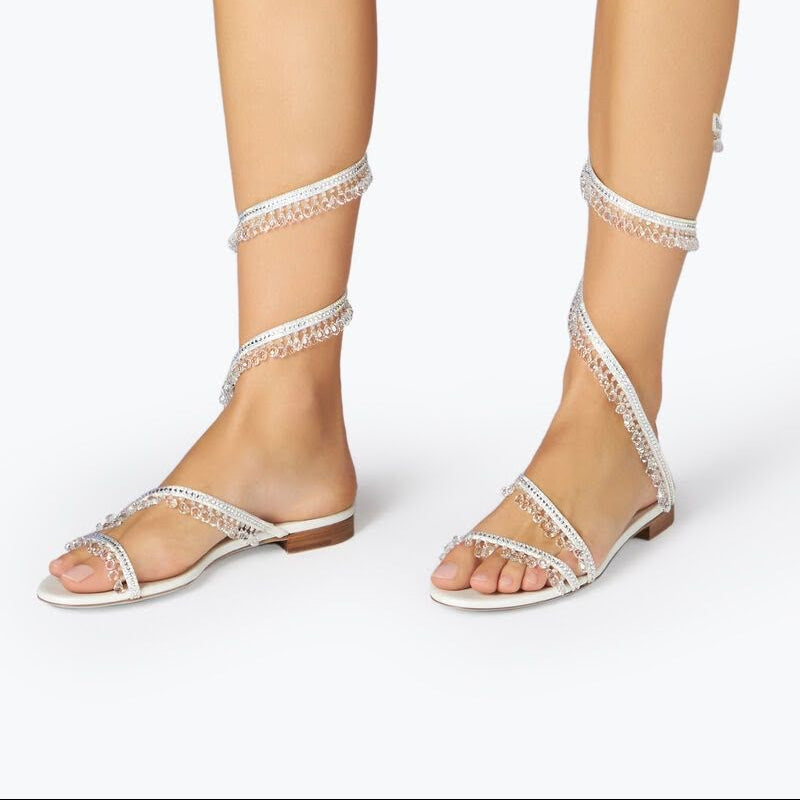 René Caovilla Cleo Champagne Flat Sandal