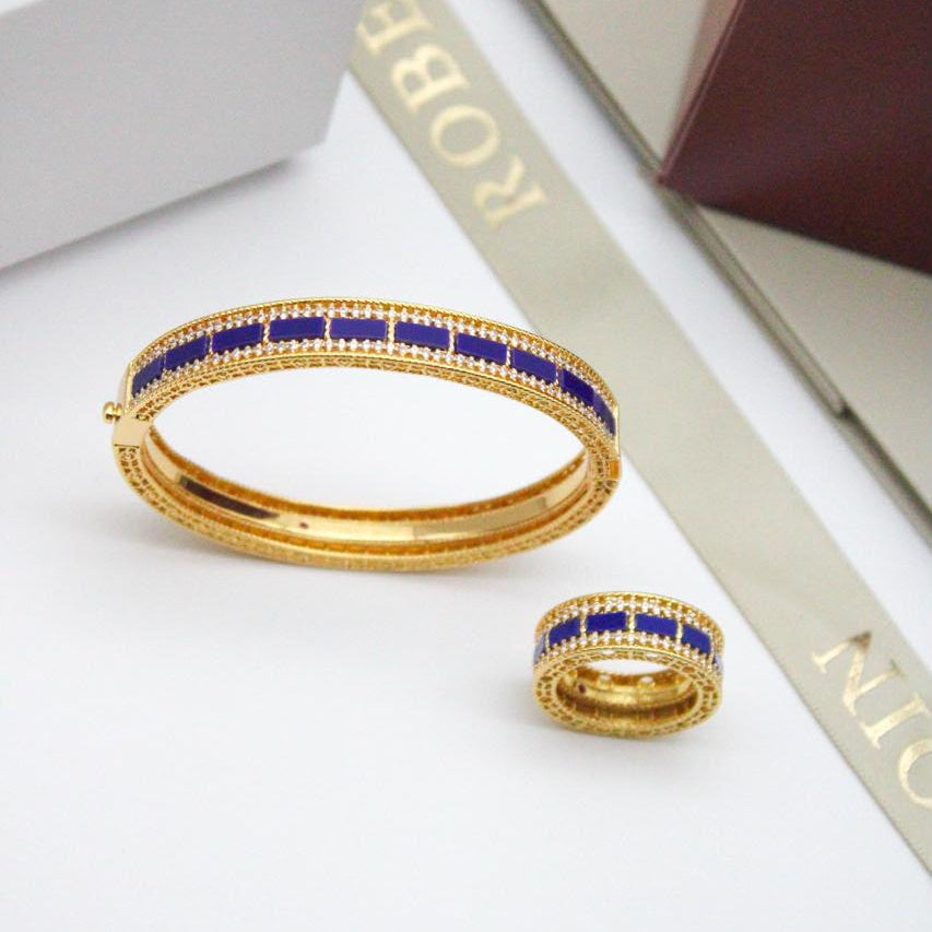 Roberto Coin Mosaic Lapis and Diamond Bangle Bracelet