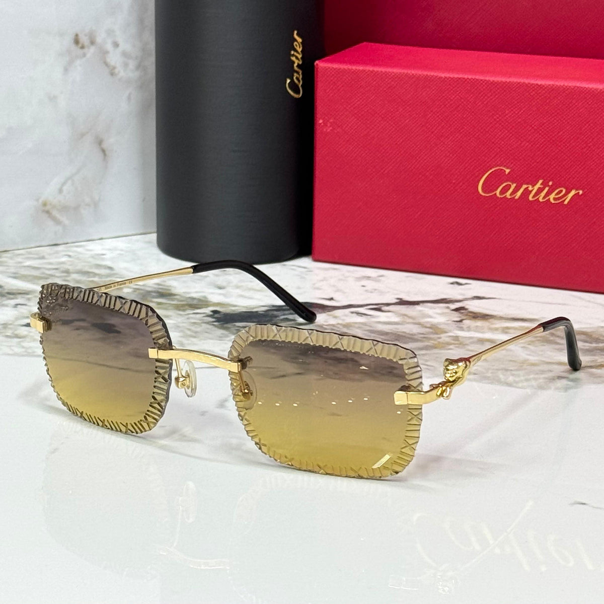 Panthère de Cartier Rimless Sunglasses