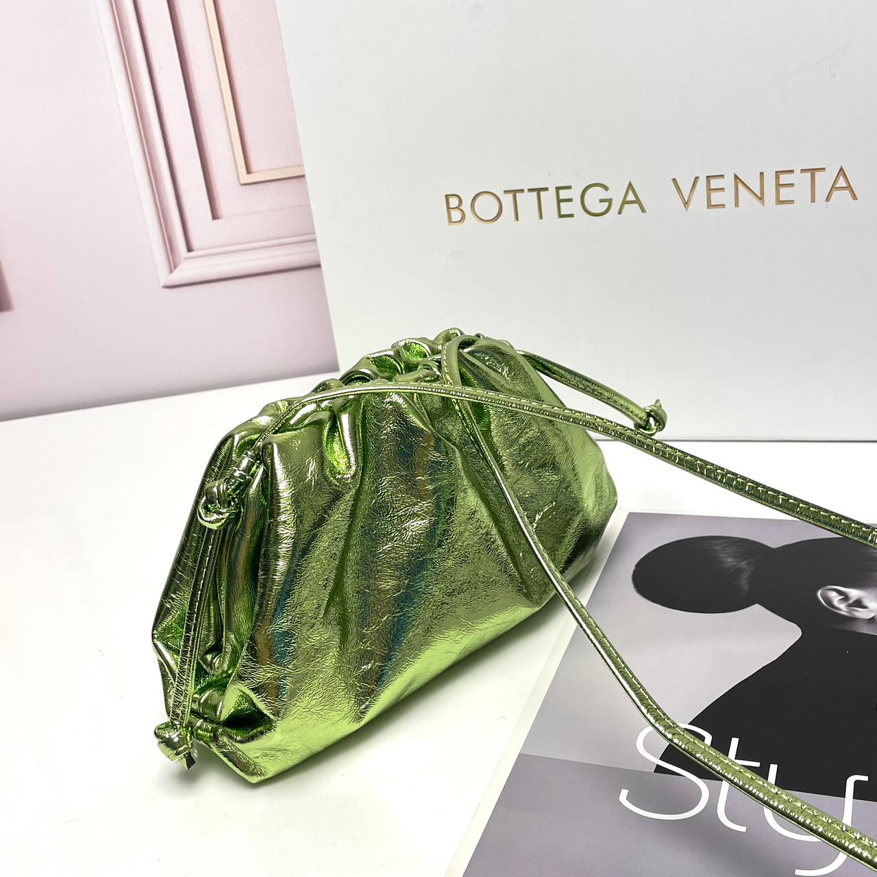 Bottega Veneta Mini Metallic Pouch Clutch Bag