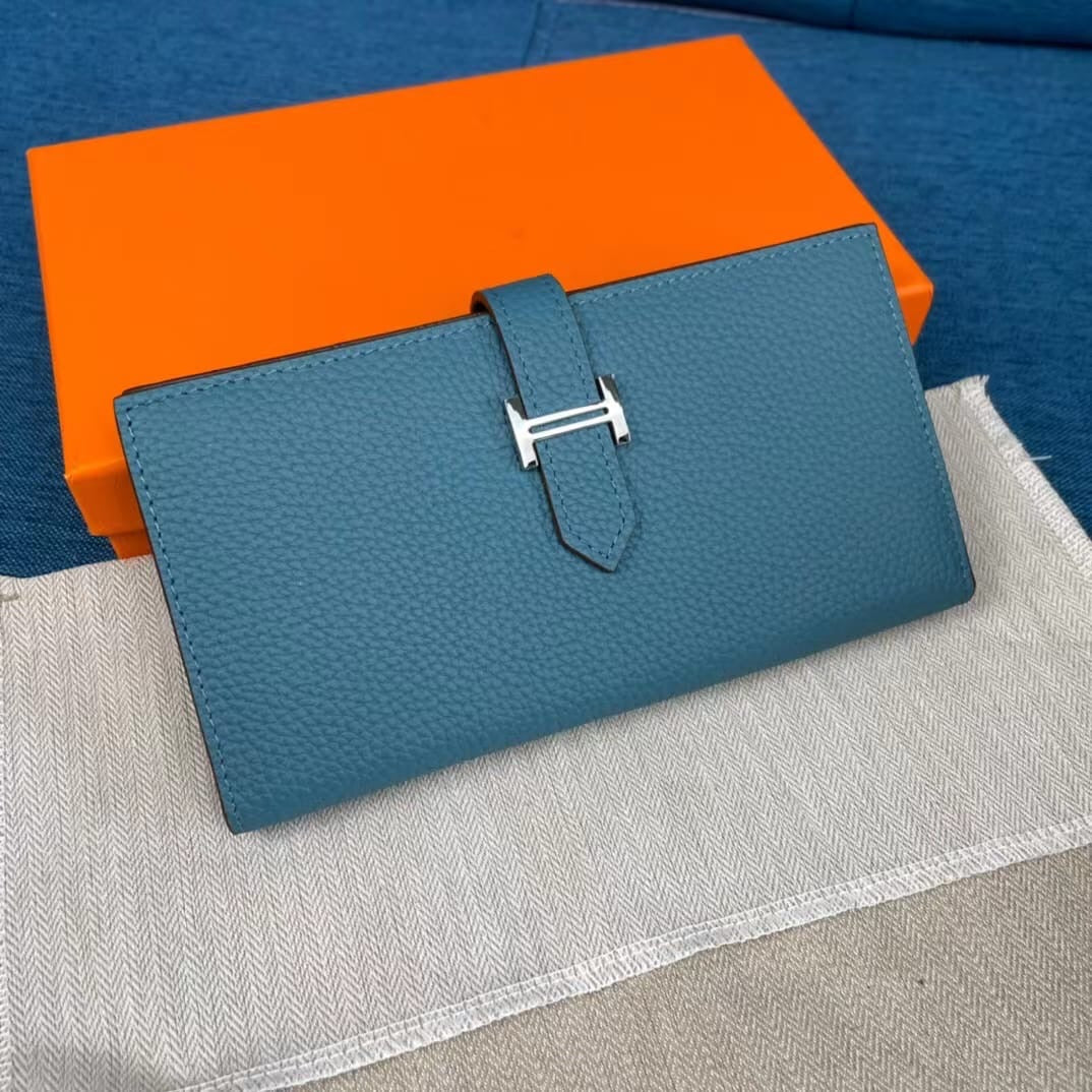 Hermes wallet blue Clearance