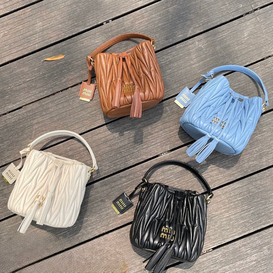 Miu Miu Matelassé Bappa Leather Bucket Bag