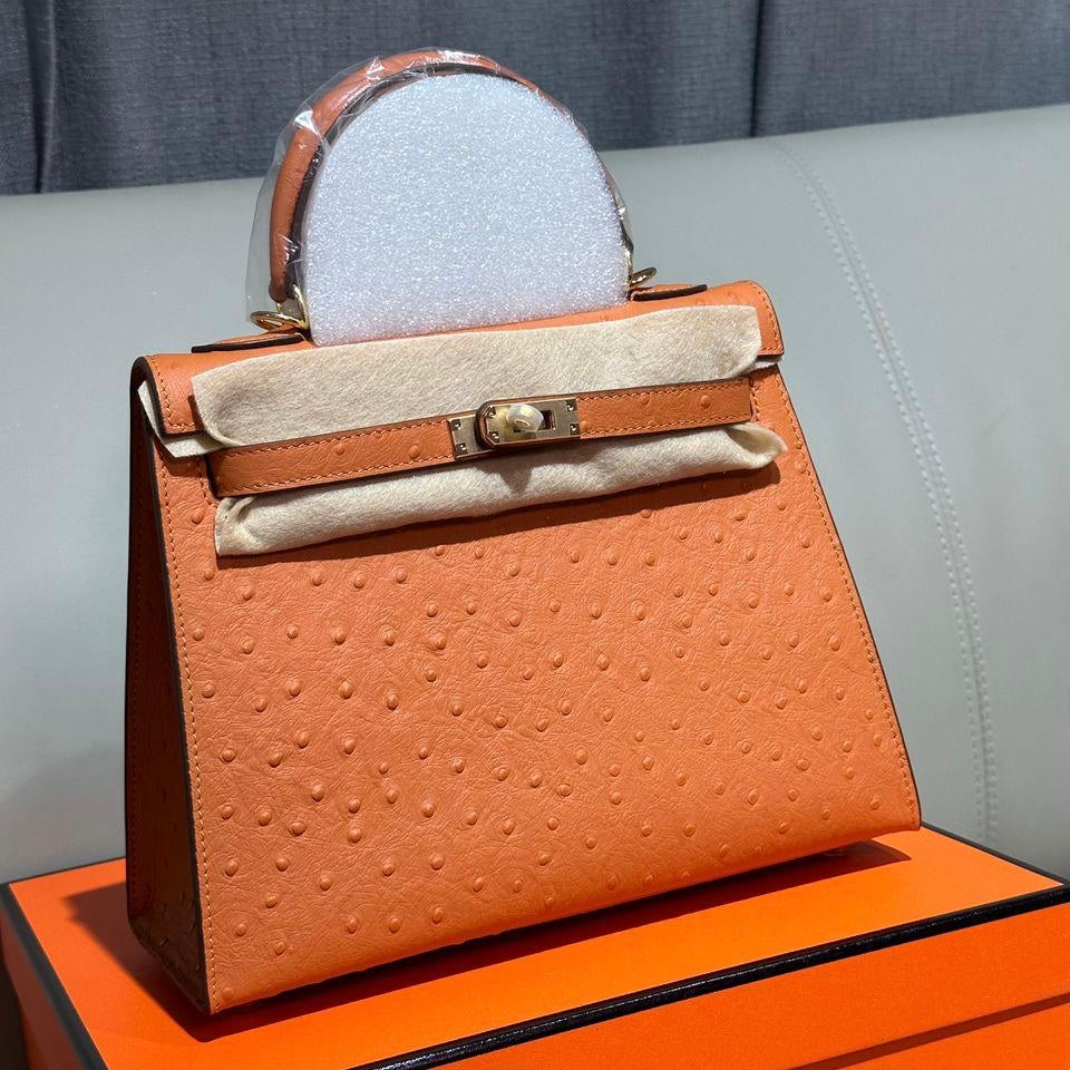 Hermes Medium Kelly Ostrich Bag