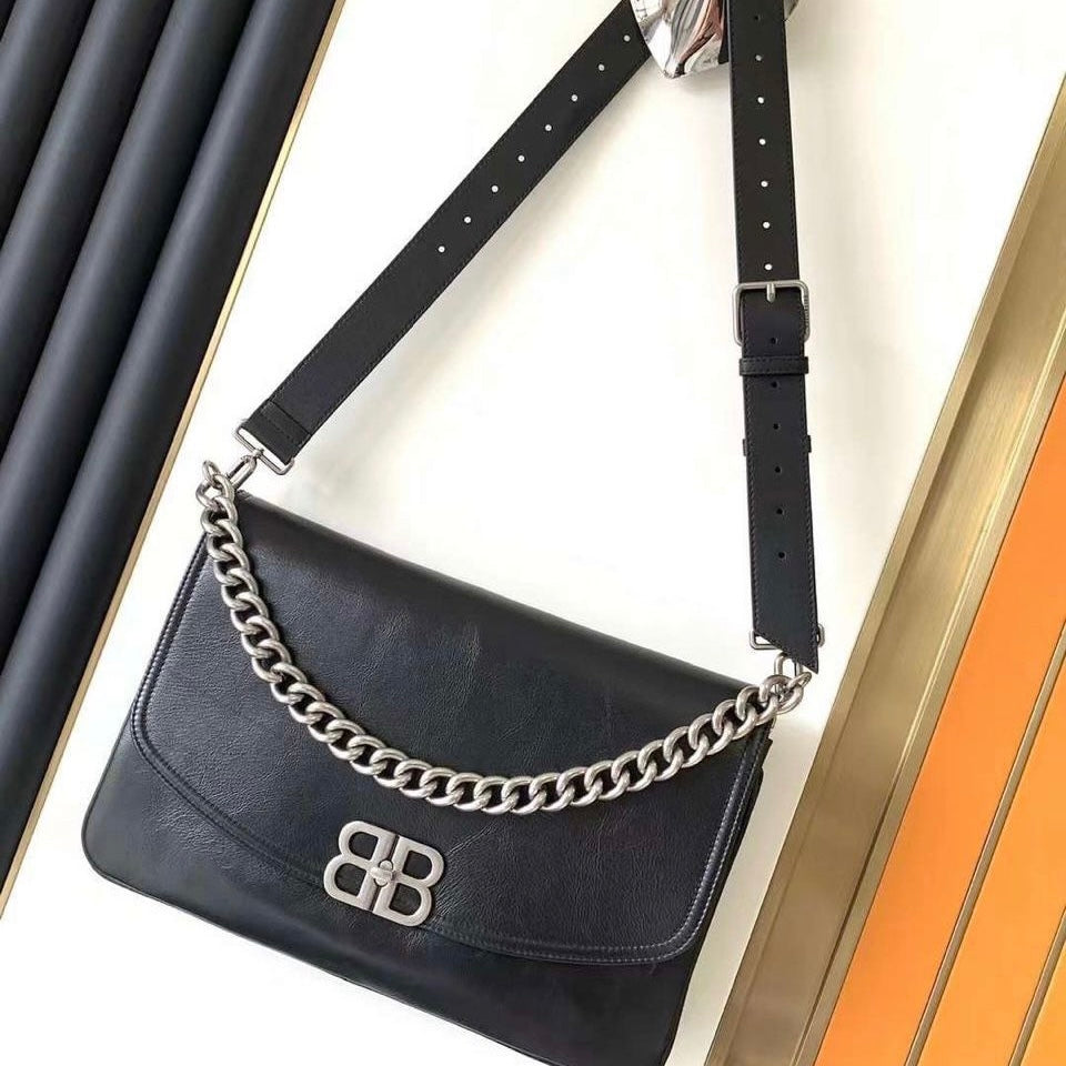 Balenciaga large BB Soft Flap Leather Shoulder Bag