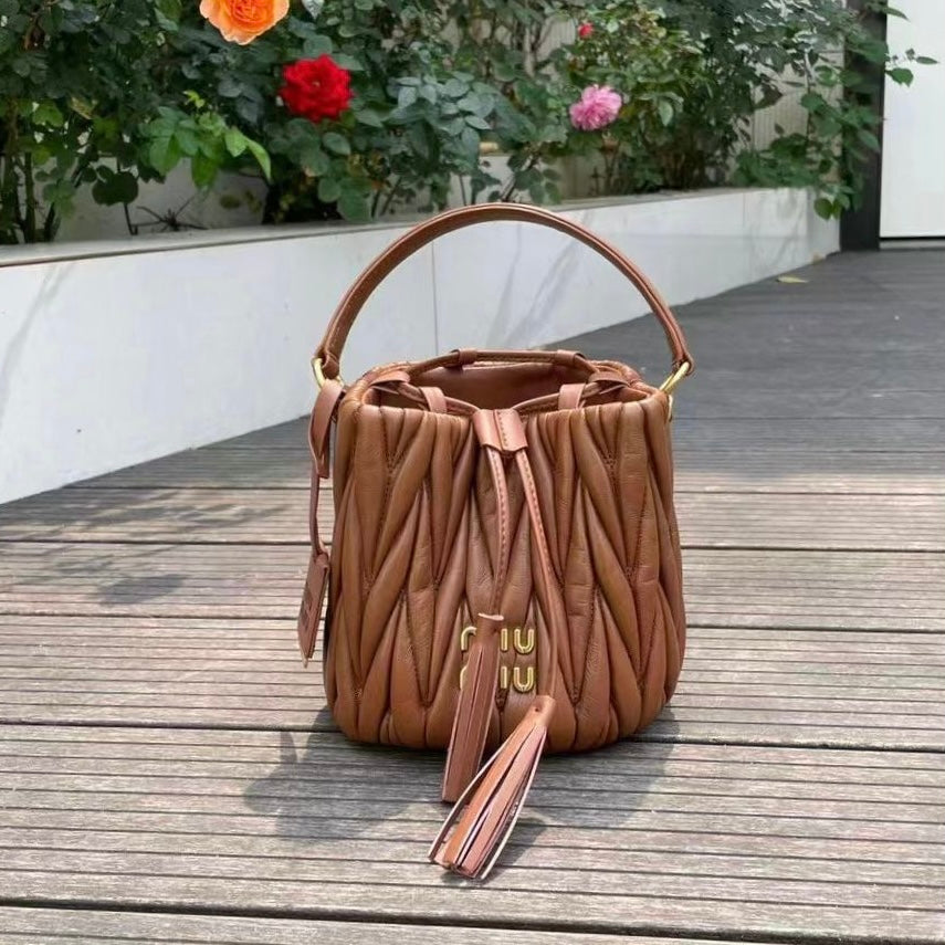 Miu Miu Matelassé Bappa Leather Bucket Bag