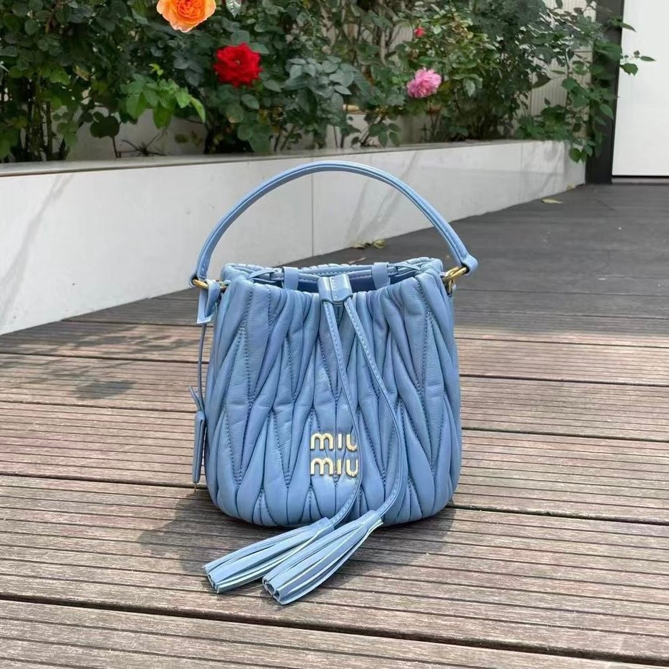 Miu Miu Matelassé Bappa Leather Bucket Bag