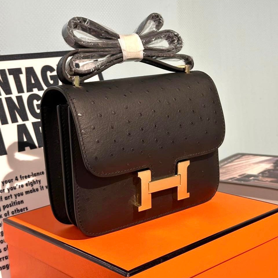 Hermes Constance Ostrich Bag