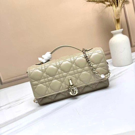 Lady Dior Pouch Latte Cannage Lambskin Bag
