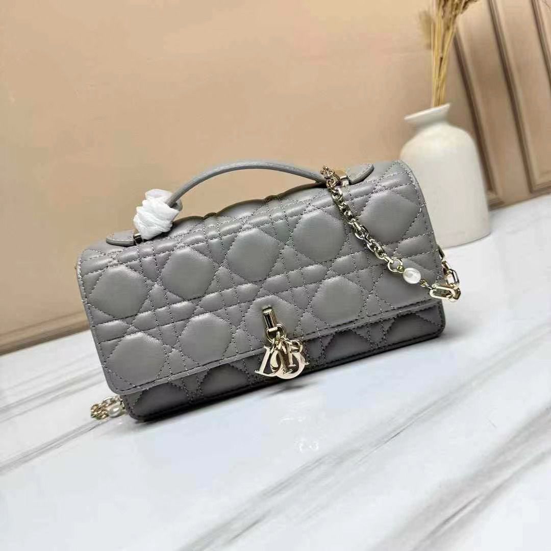 Lady Dior Pouch Latte Cannage Lambskin Bag