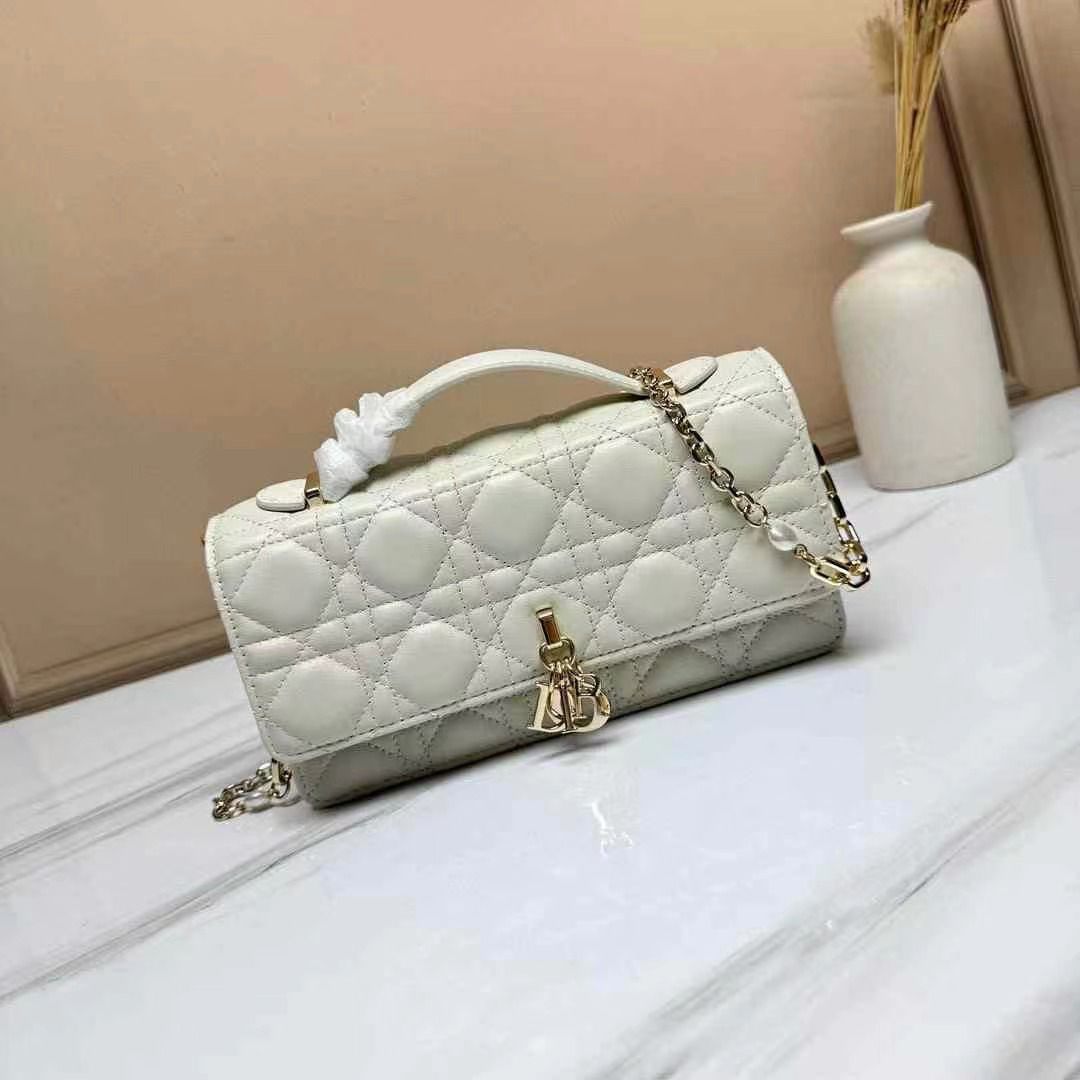 Lady Dior Pouch Latte Cannage Lambskin Bag