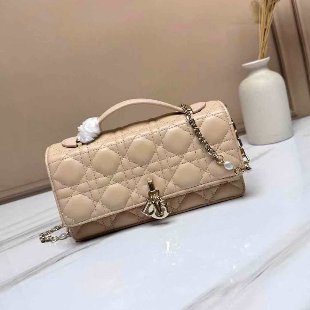 Lady Dior Pouch Latte Cannage Lambskin Bag