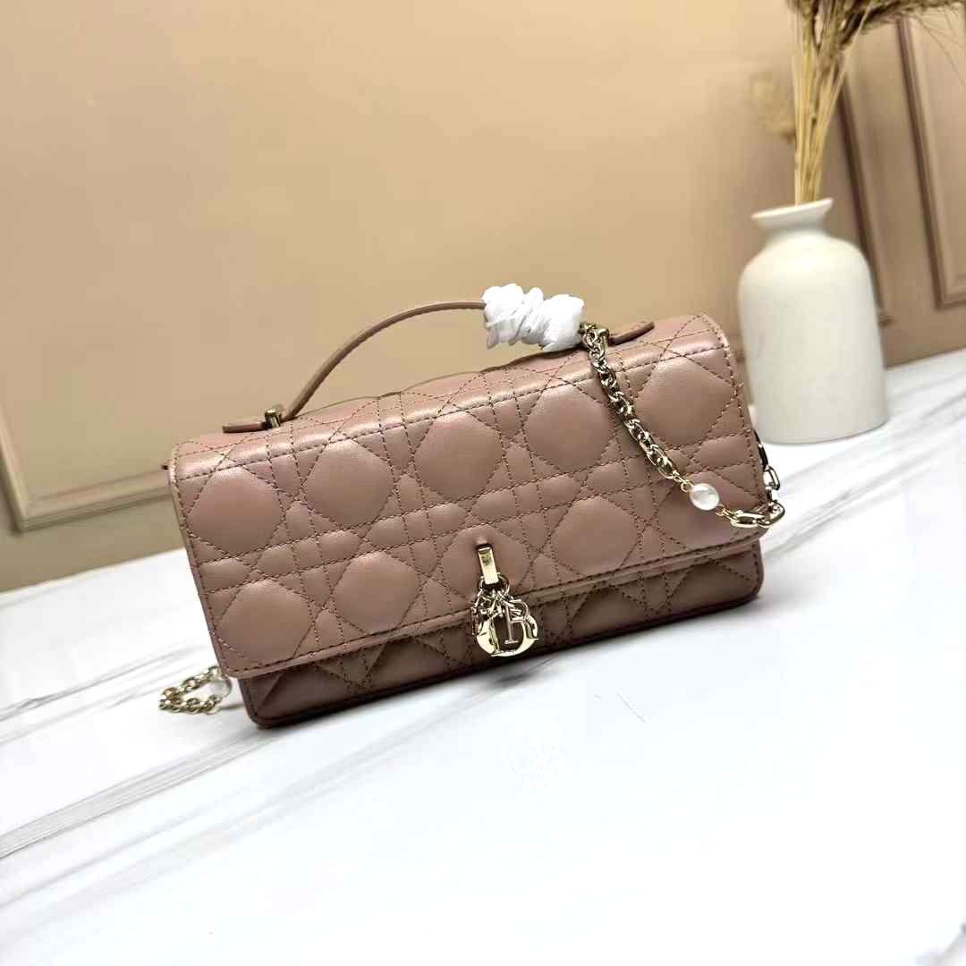 Lady Dior Pouch Latte Cannage Lambskin Bag