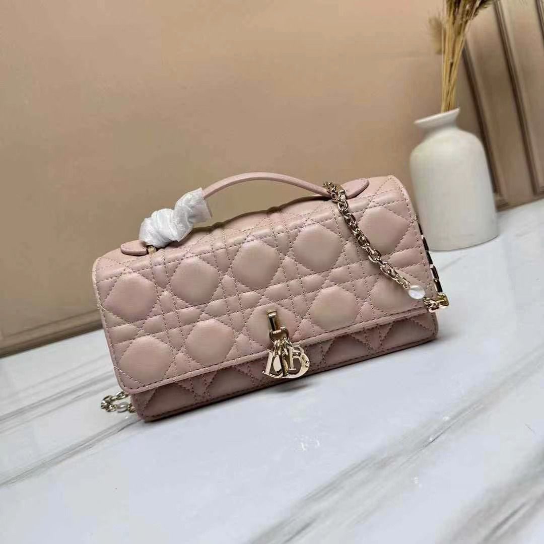 Lady Dior Pouch Latte Cannage Lambskin Bag