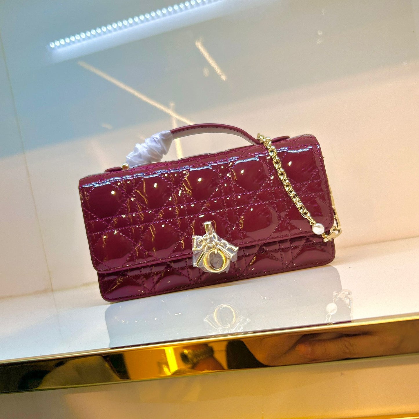 Lady Dior Pouch Latte Cannage Lambskin Bag