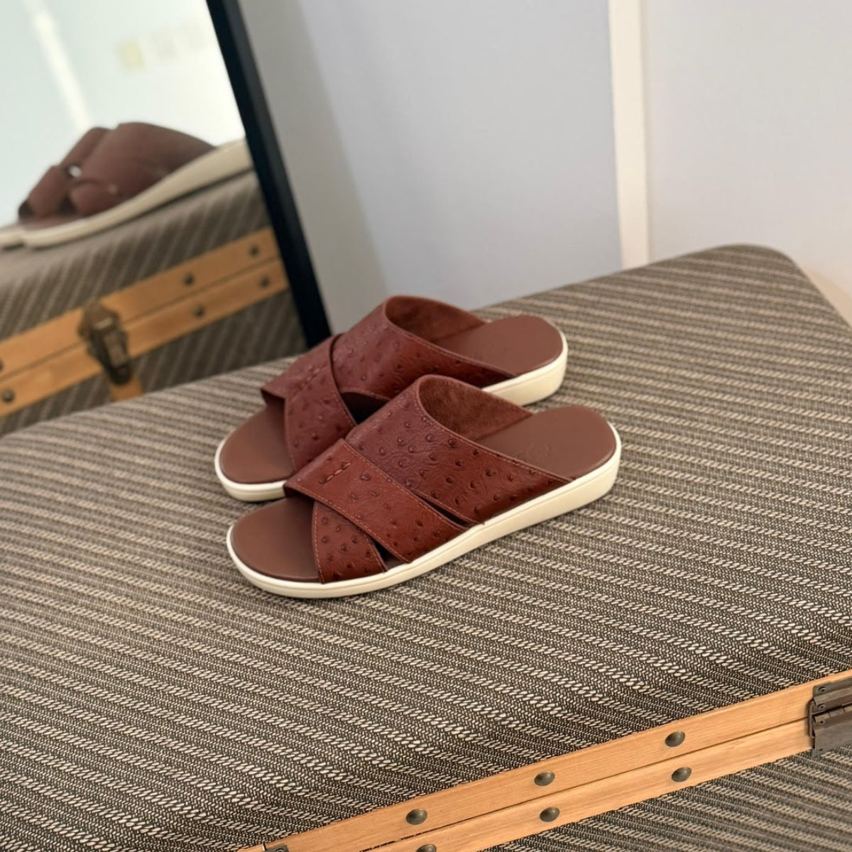 Loro Piana Palm Walk Sandals Ostrich Men