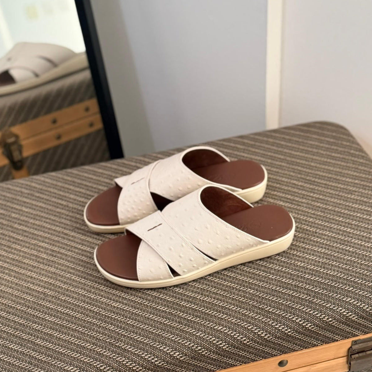 Loro Piana Palm Walk Sandals Ostrich Men