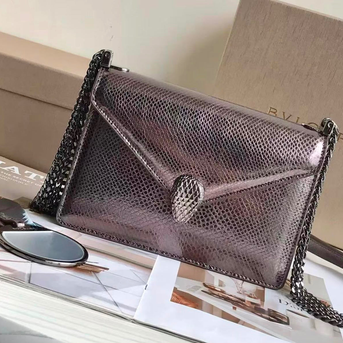 BVlgari Serpenti Forever Shoulder Metallic Bag