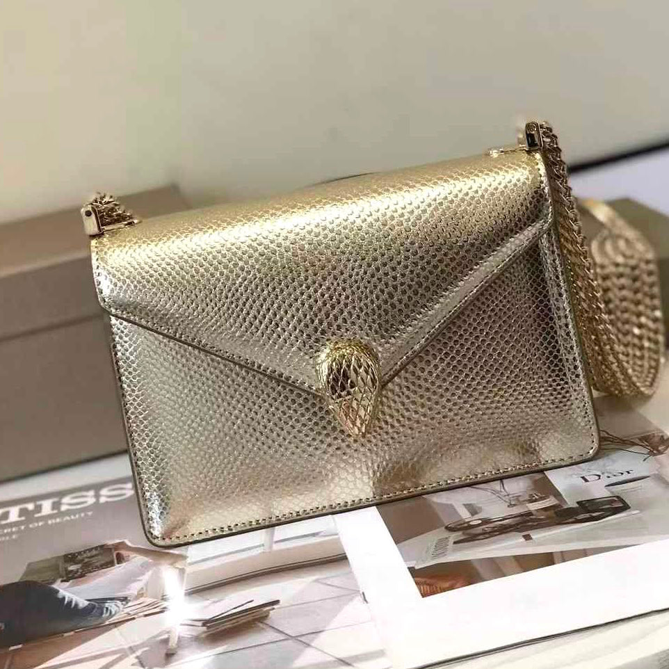 BVlgari Serpenti Forever Shoulder Metallic Bag