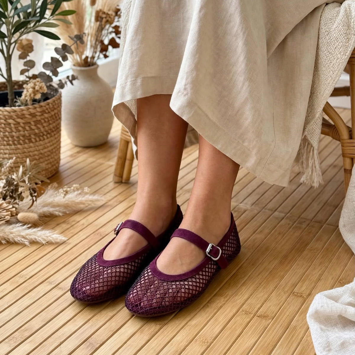 Alaïa Ballet Flats in Strass Fishnet
