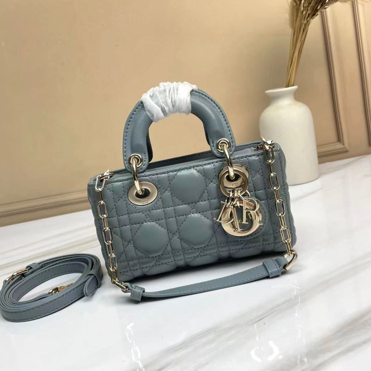 Dior Lady D-JOY Latte Cannage Lambskin Micro Bag