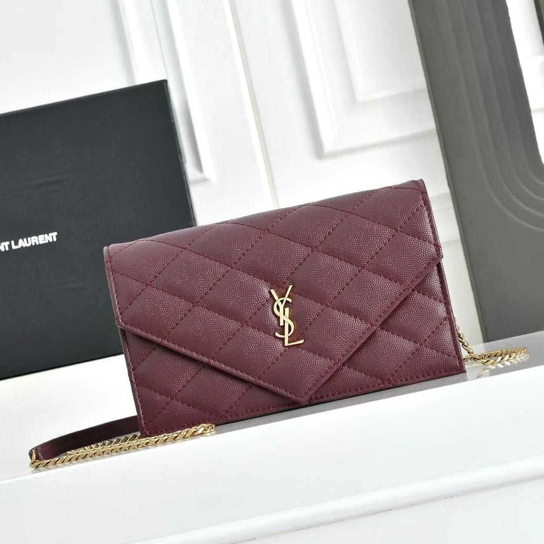 Saint Laurent Cassandre envelope chain wallet
