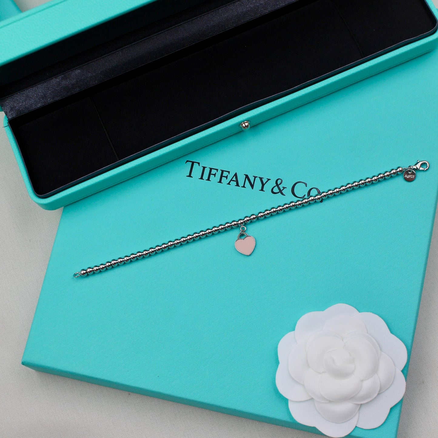 Tiffany Mini Heart Tag Bead Bracelet
