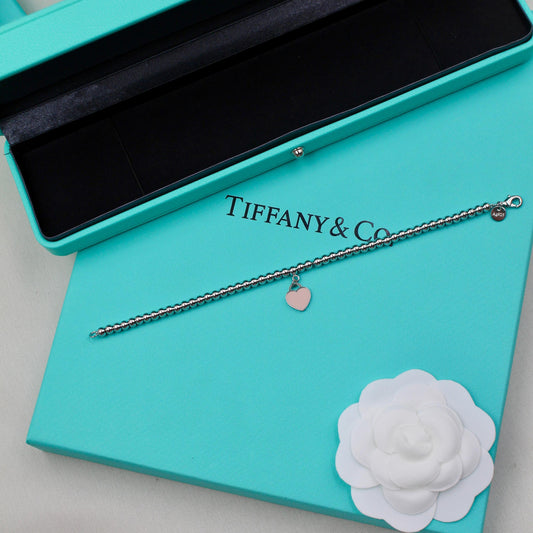 Tiffany Mini Heart Tag Bead Bracelet