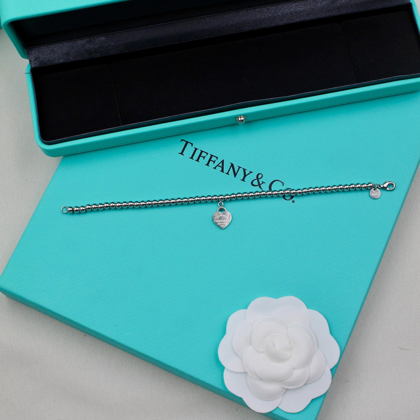 Tiffany Mini Heart Tag Bead Bracelet