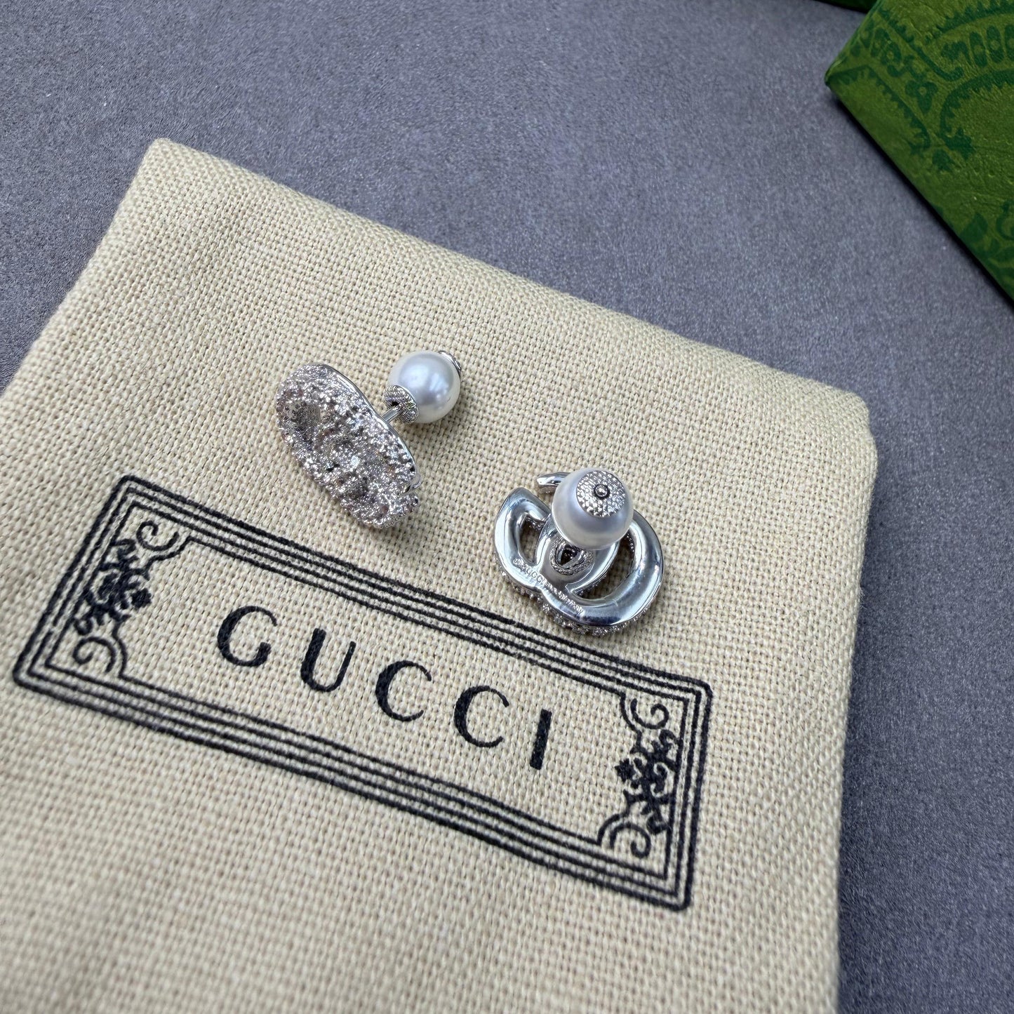Gucci GG Marmont Crystal and Pearl Earrings