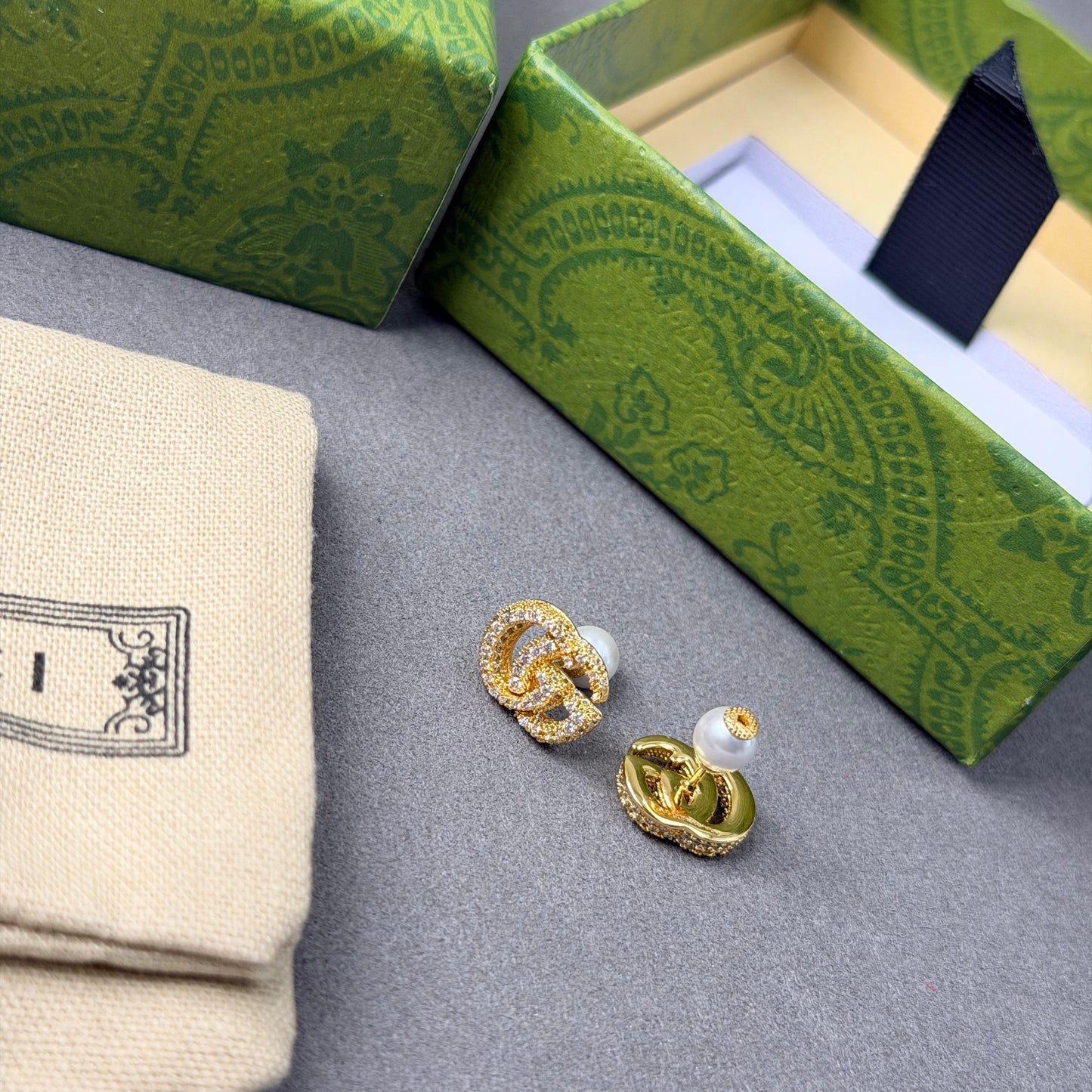 Gucci GG Marmont Crystal and Pearl Earrings