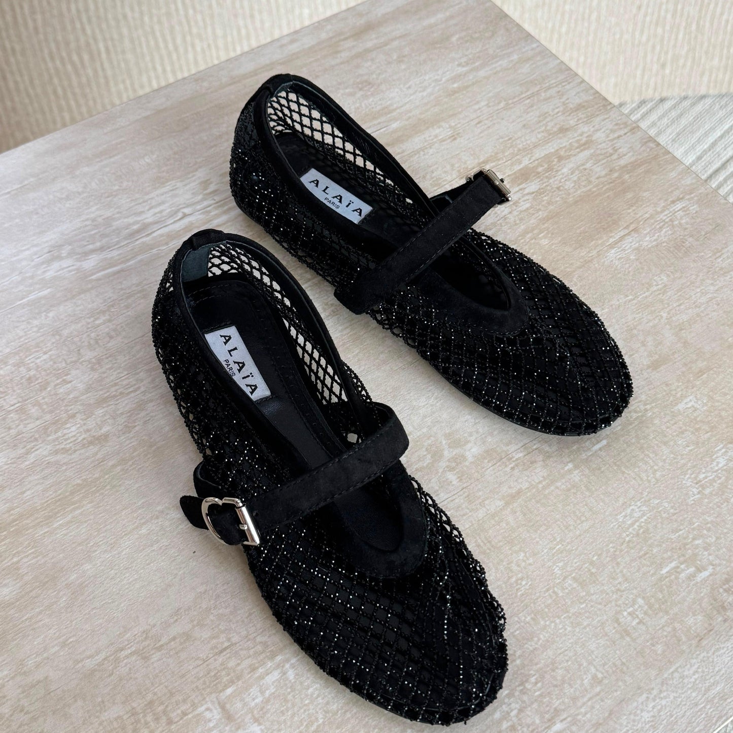 Alaïa Ballet Flats in Strass Fishnet