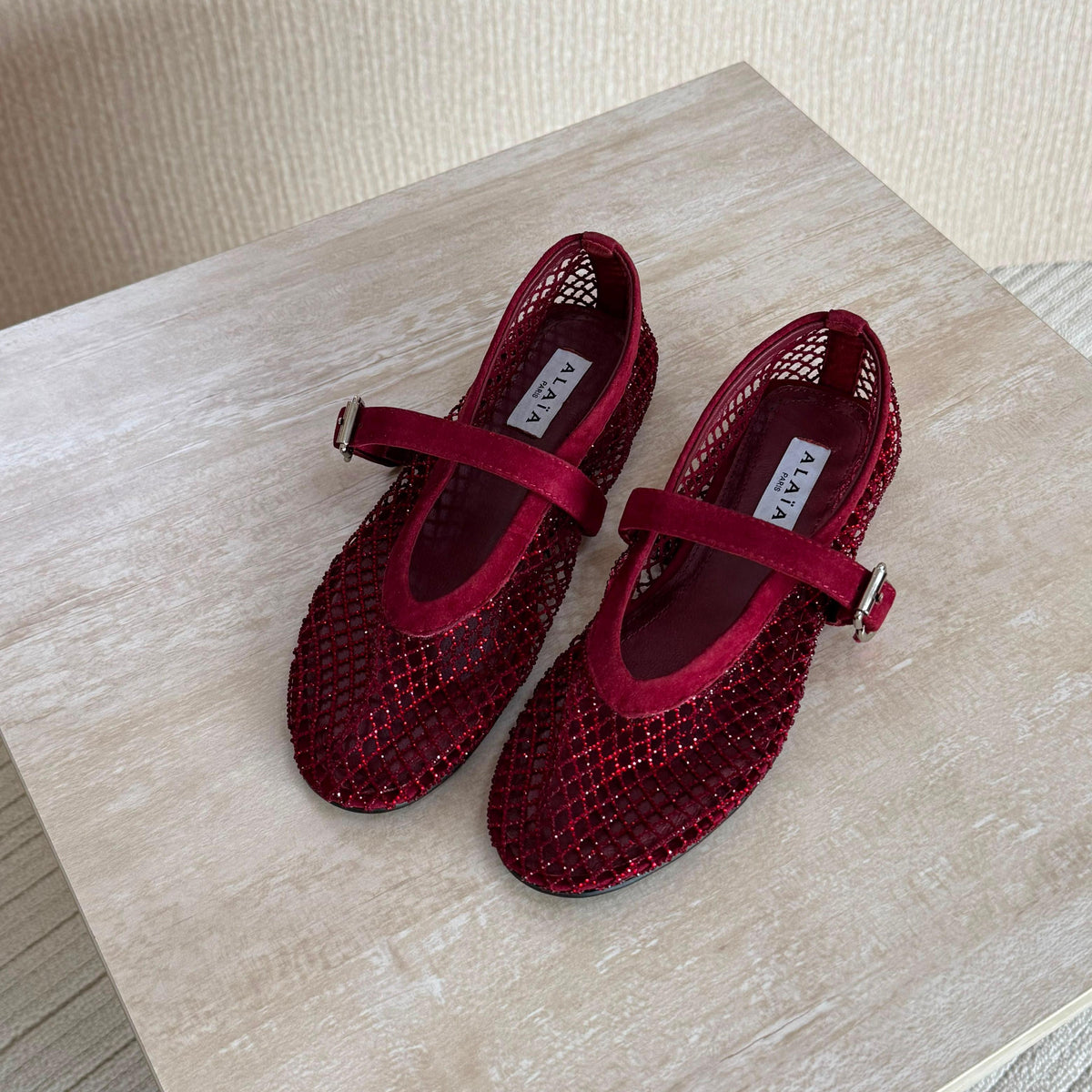 Alaïa Ballet Flats in Strass Fishnet
