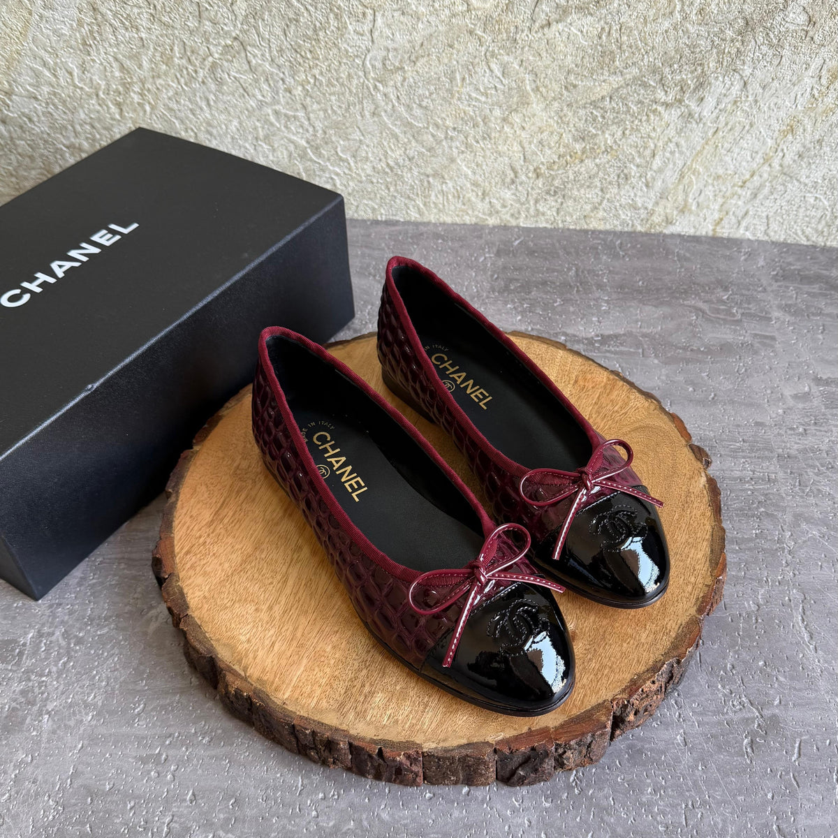 Chanel Crocodile-Embossed Patent Calfskin Ballet Flats
