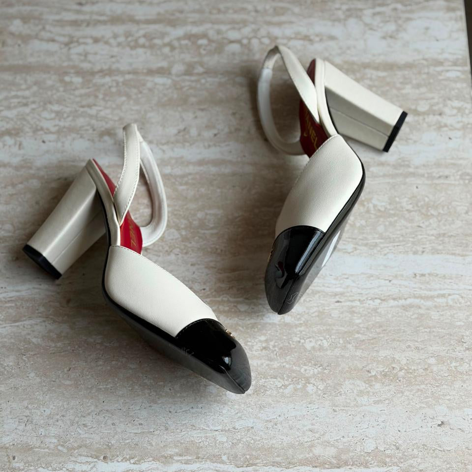 CHANEL Slingbacks in Lambskin & Patent Calfskin