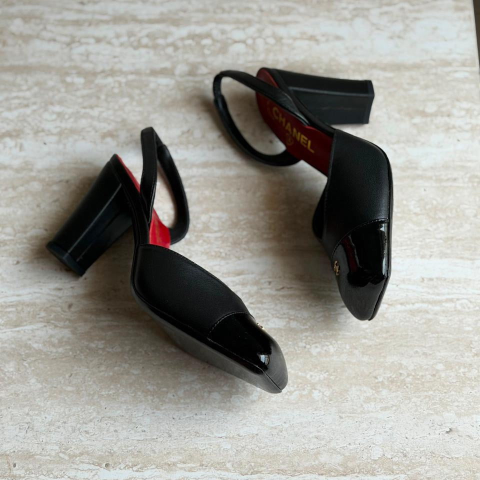 CHANEL Slingbacks in Lambskin & Patent Calfskin