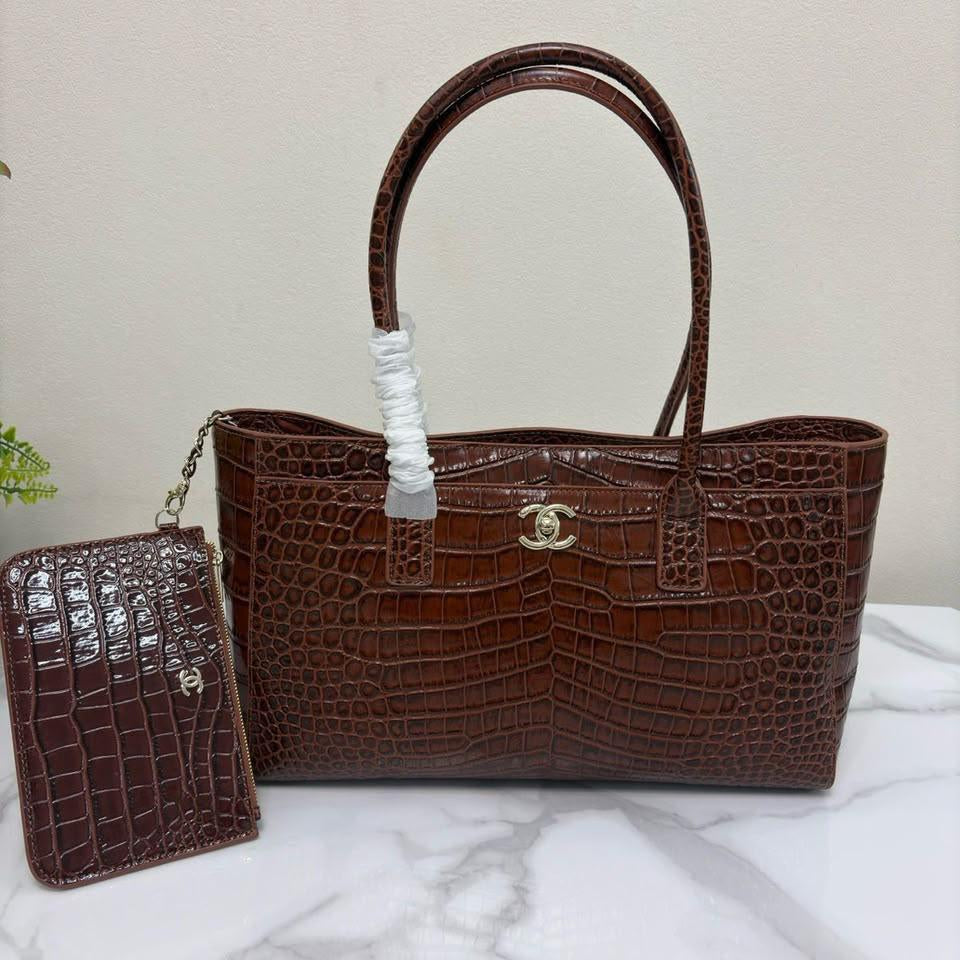 Chanel Crocodile-Embossed Archetype Small Shopping Tote