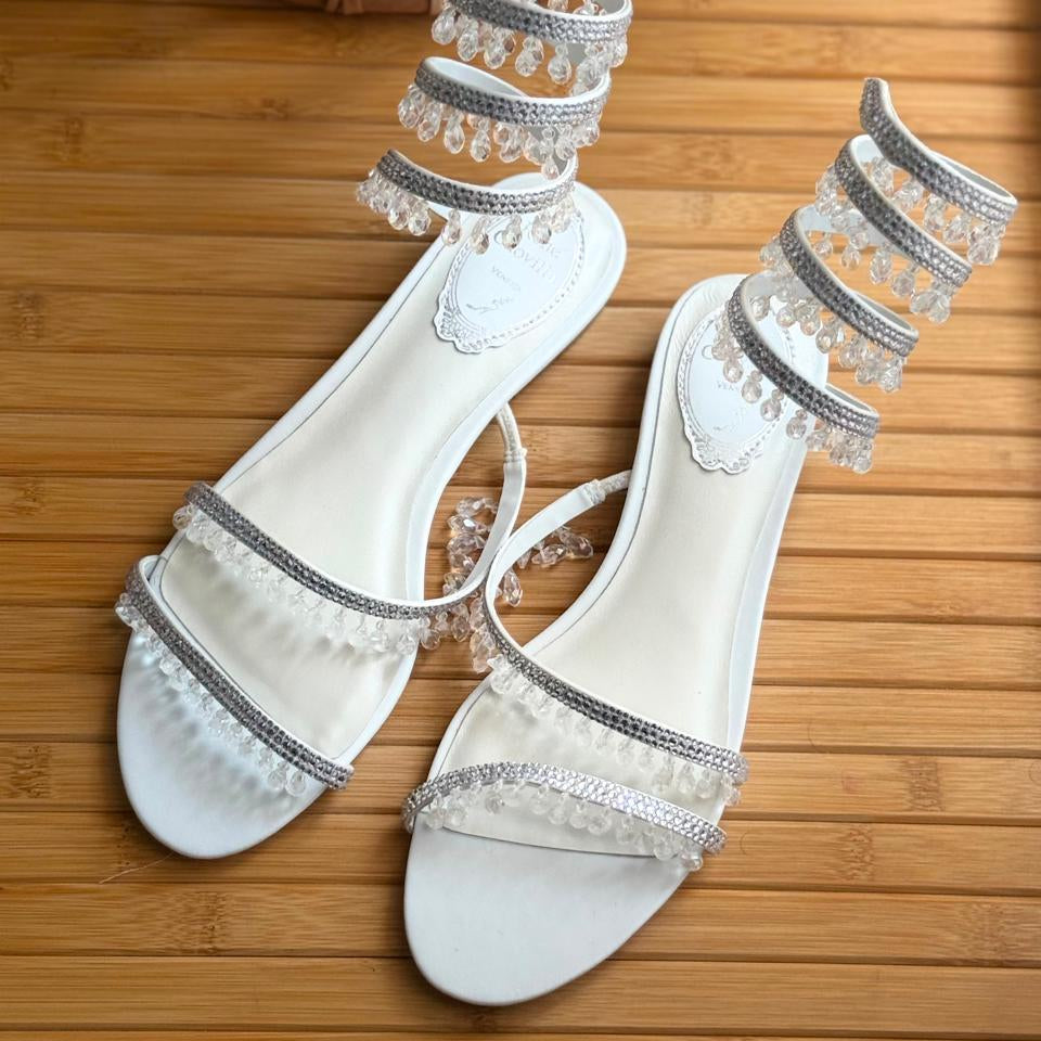 René Caovilla Cleo Champagne Flat Sandal
