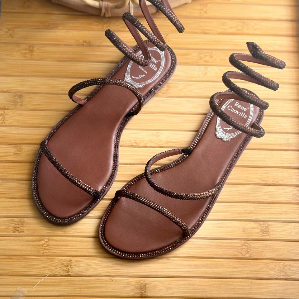 René Caovilla Cleo Champagne Flat Sandal