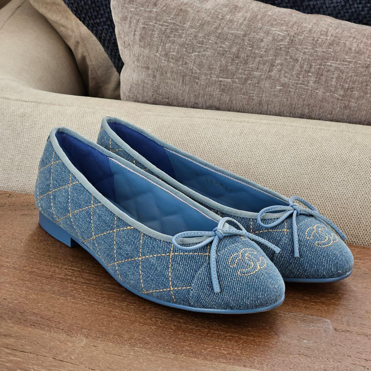 Chanel Washed Denim Quilted Shoes