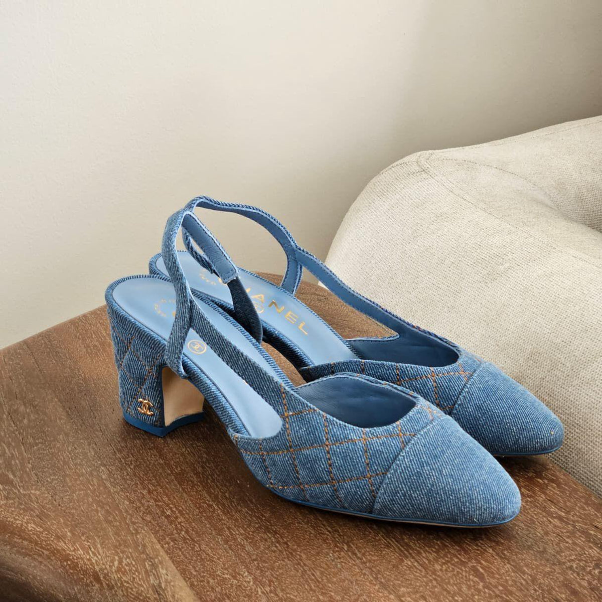 Chanel Washed Denim Quilted Shoes