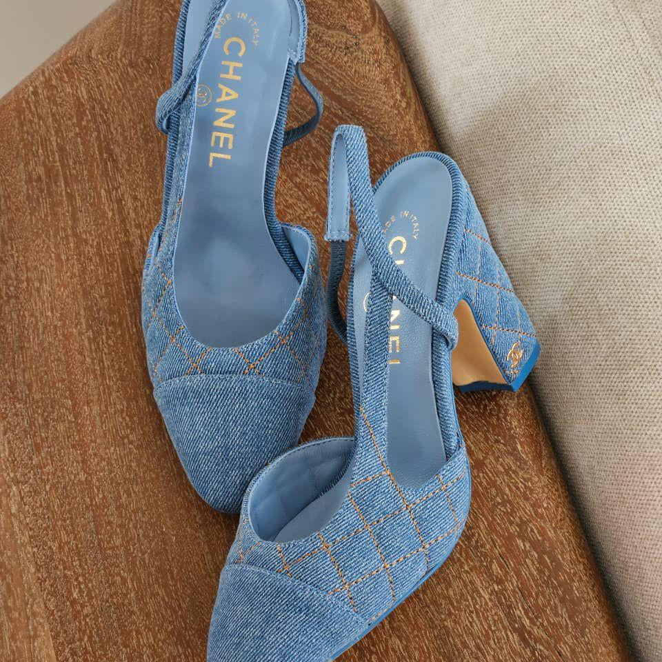 Chanel Washed Denim Quilted Shoes