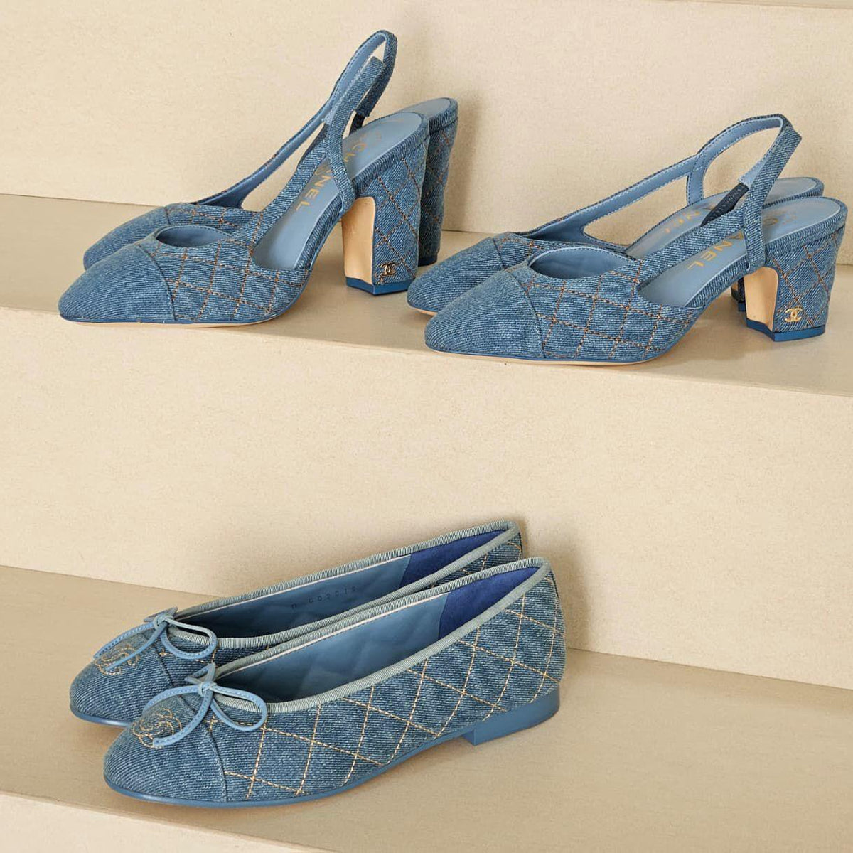 Chanel Washed Denim Quilted Shoes