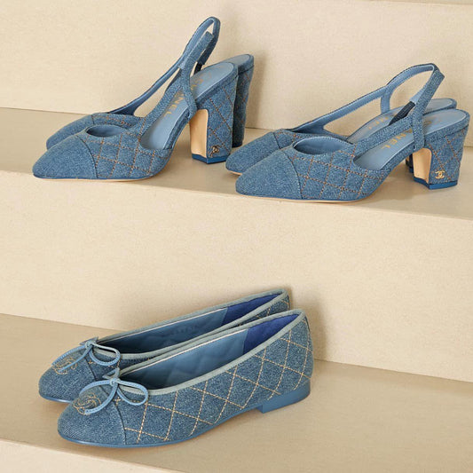 Chanel Washed Denim Quilted Shoes