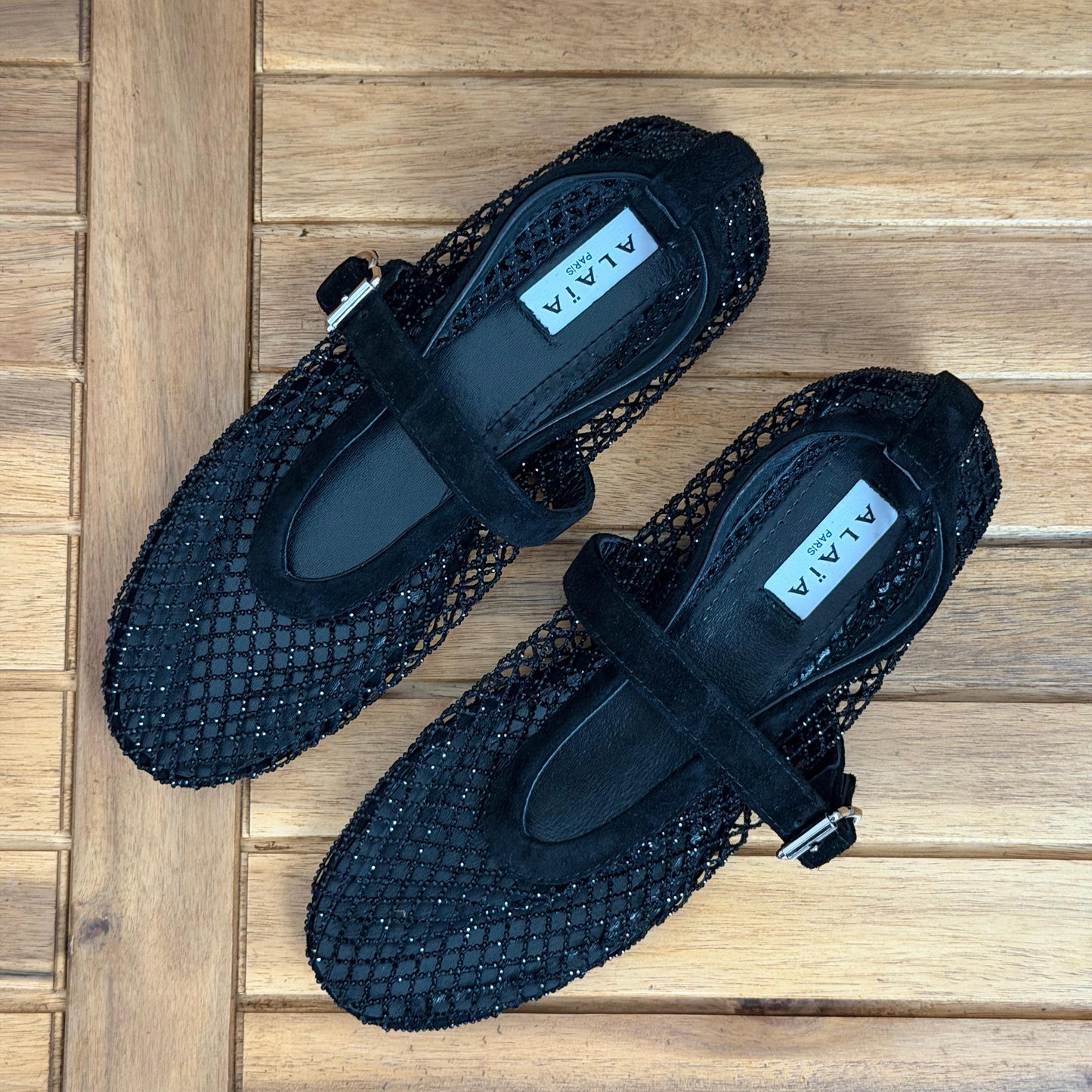 Alaïa Ballet Flats in Strass Fishnet