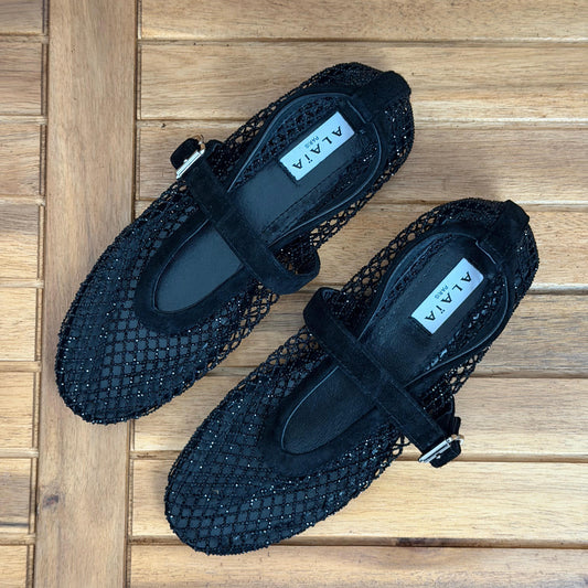 Alaïa Ballet Flats in Strass Fishnet