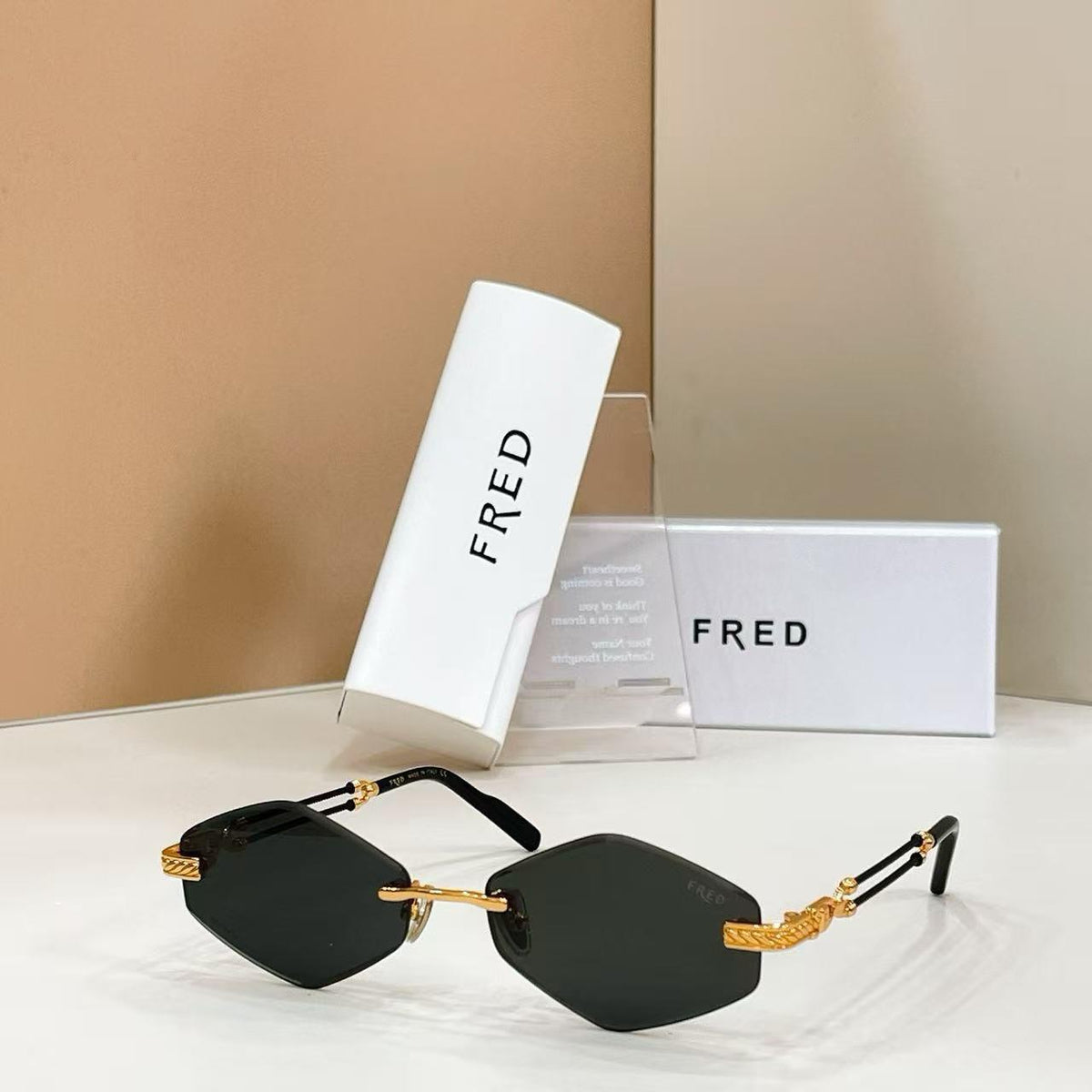 Fred Rimless Geometric Sunglasses