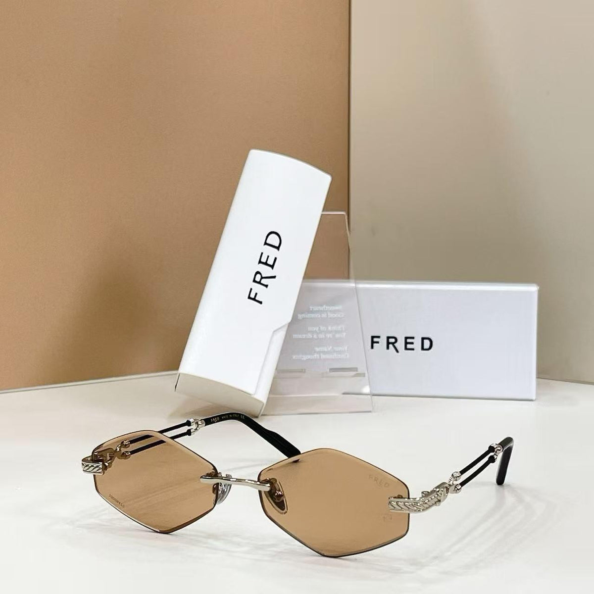 Fred Rimless Geometric Sunglasses