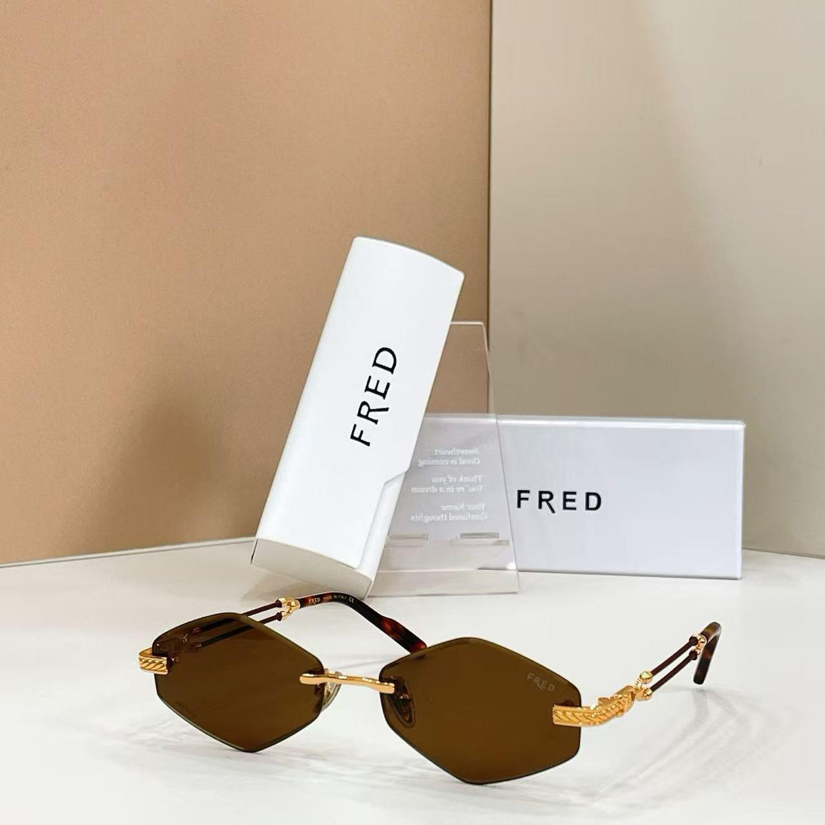 Fred Rimless Geometric Sunglasses